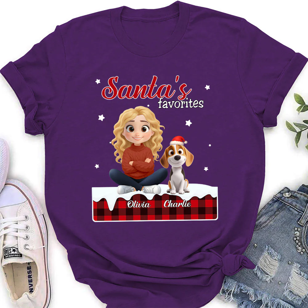 Santa Loves You So Do I - Personalized Custom Women's T-shirt - Image 3