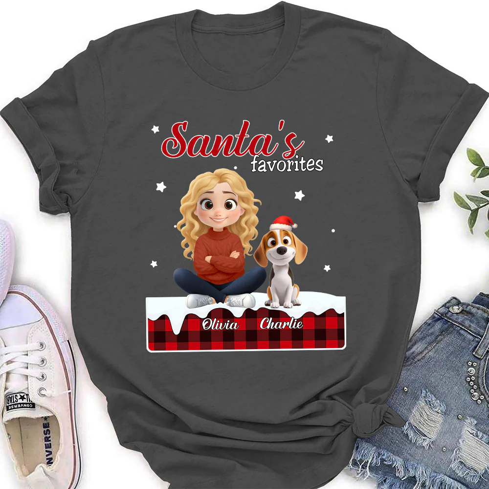 Santa Loves You So Do I - Personalized Custom Women's T-shirt - Image 4