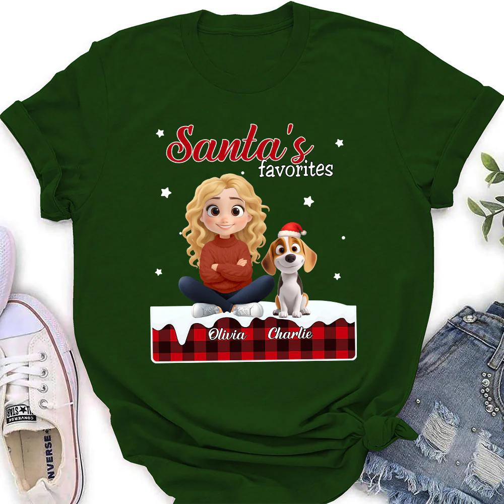 Santa Loves You So Do I - Personalized Custom Women's T-shirt - Image 5