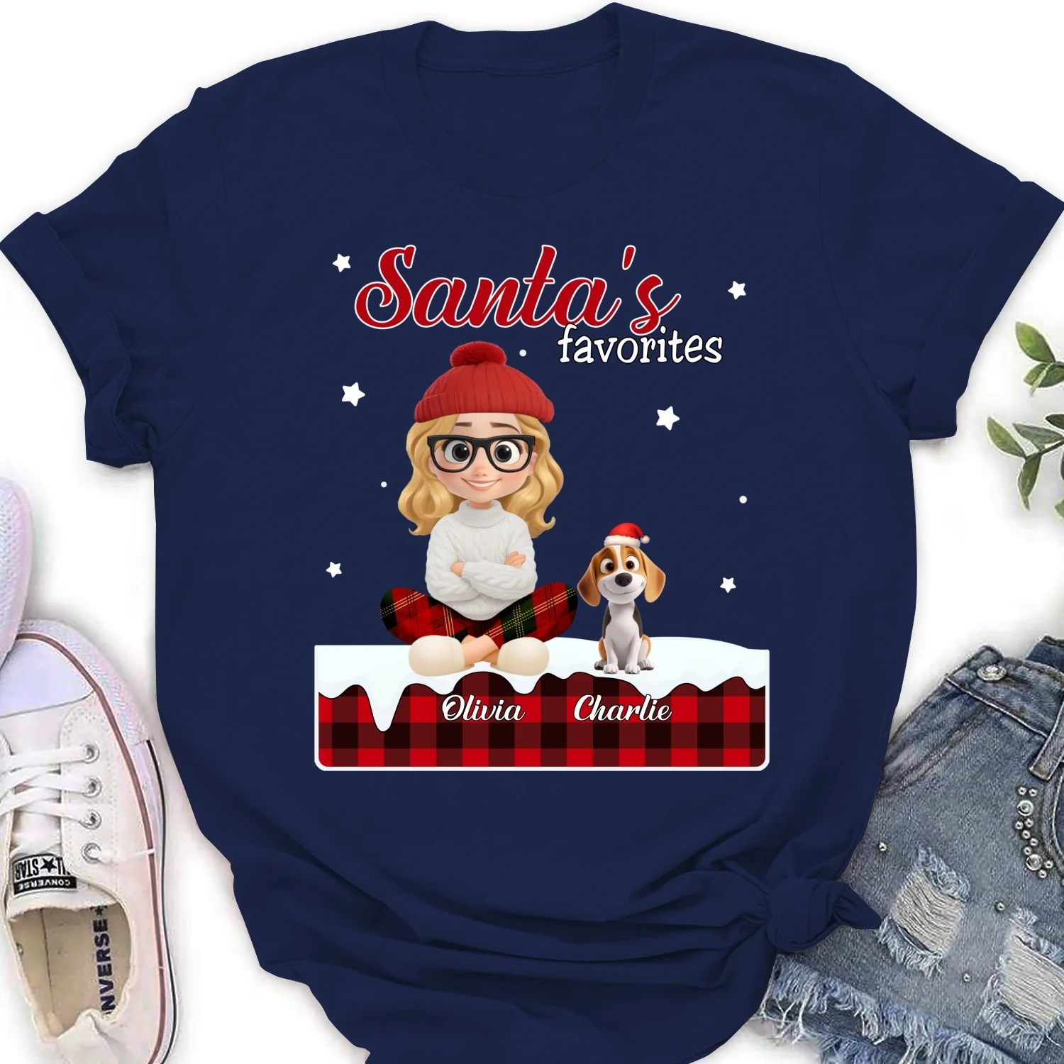 Santa Loves You So Do I - Personalized Custom Women's T-shirt - Image 7
