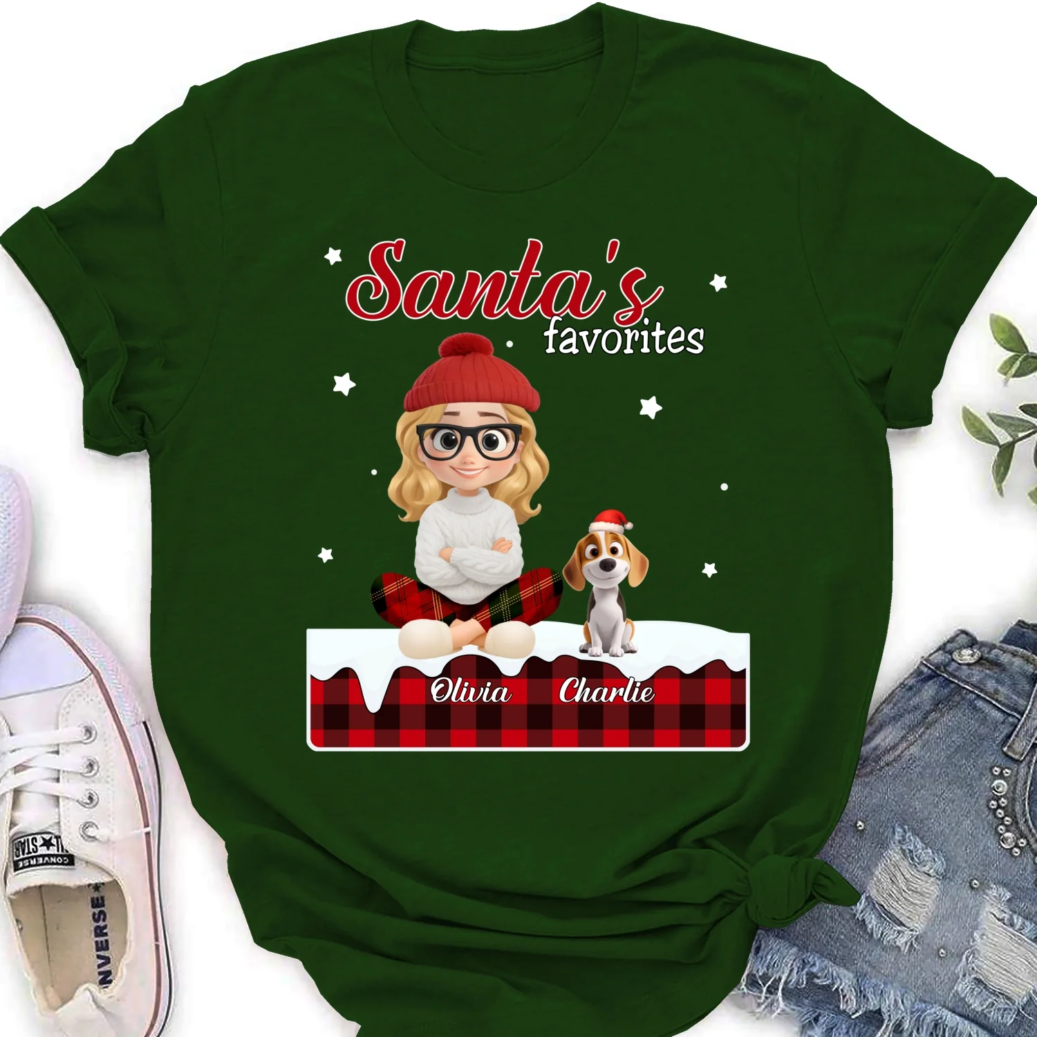 Santa Loves You So Do I - Personalized Custom Women's T-shirt - Image 8
