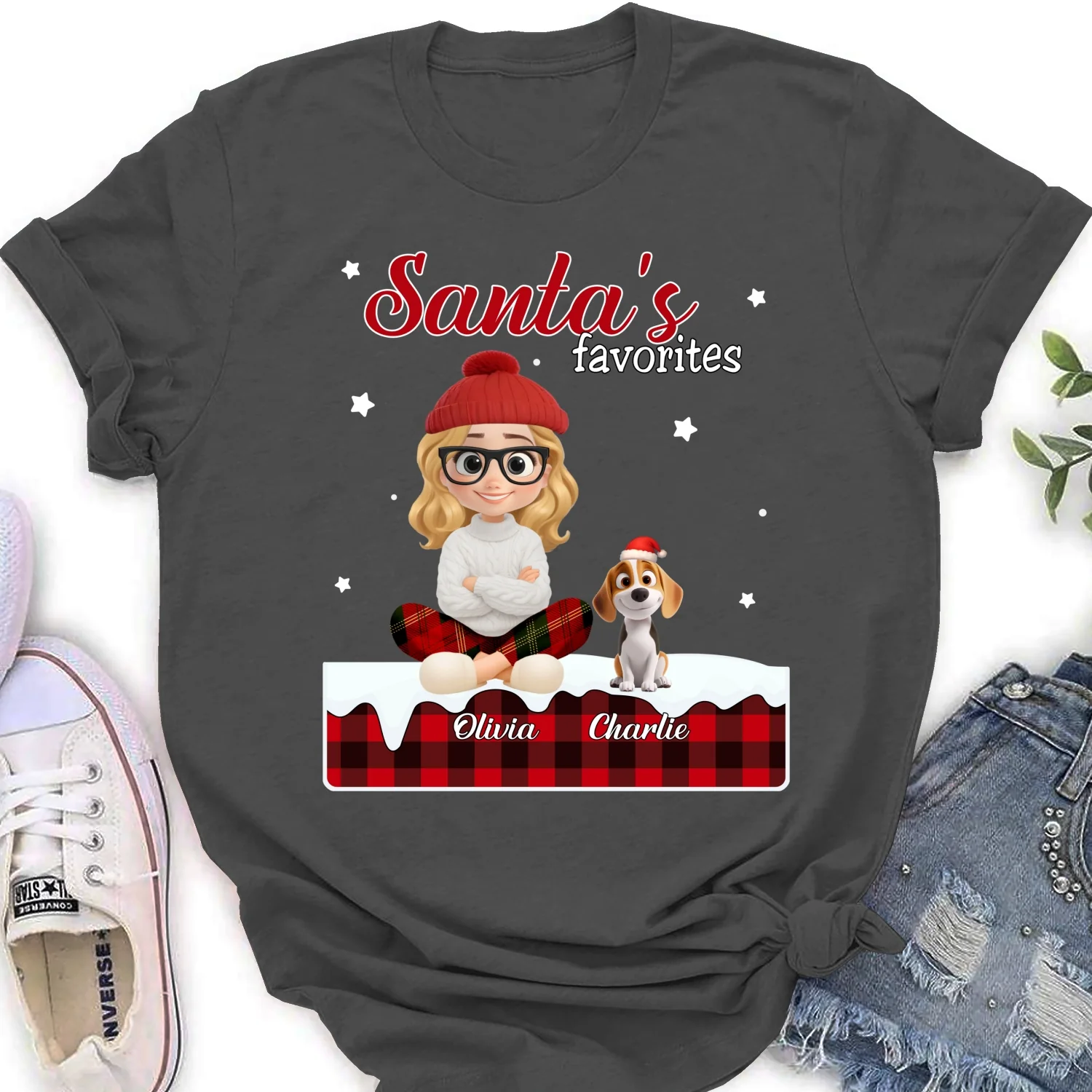 Santa Loves You So Do I - Personalized Custom Women's T-shirt - Image 9