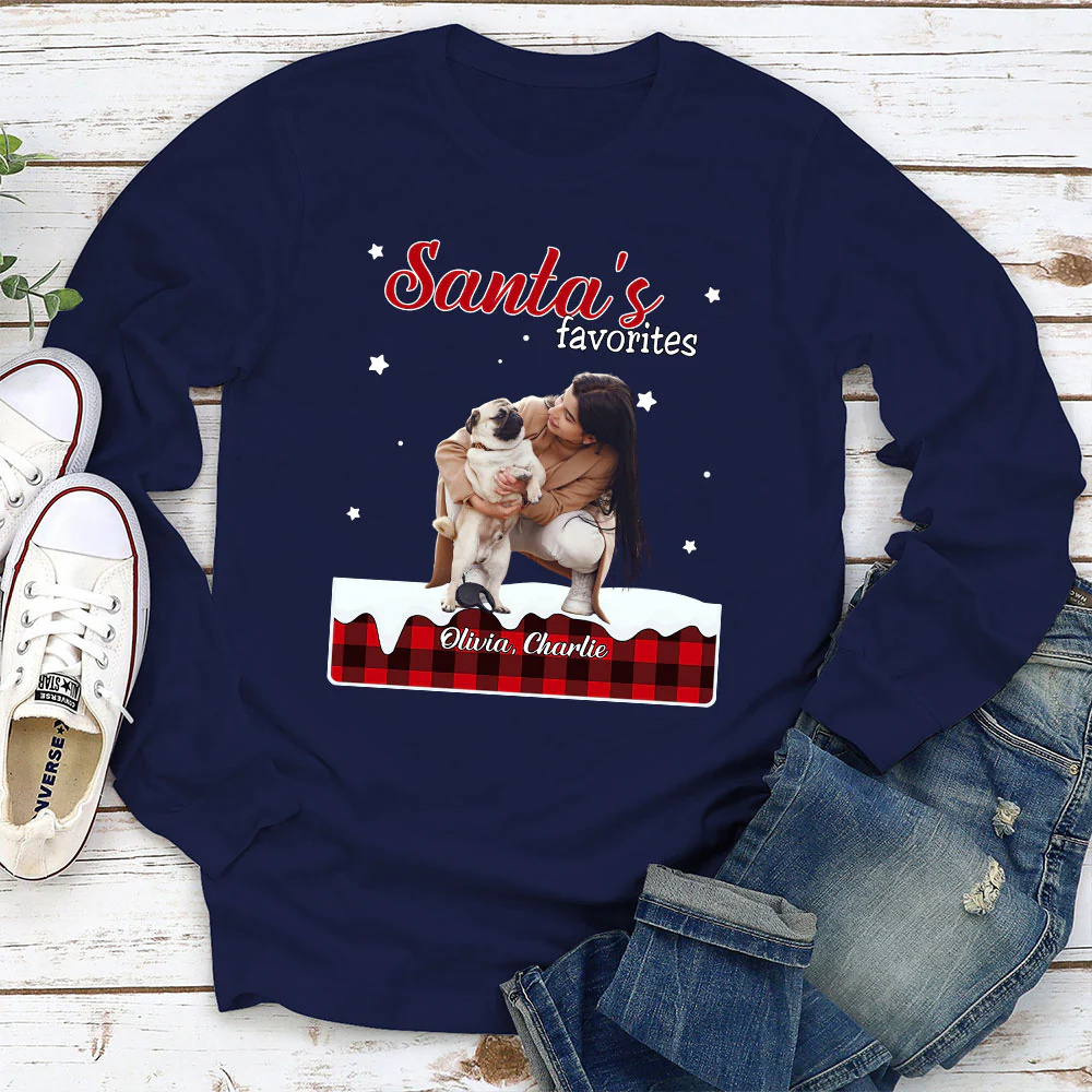 Santa Loves You So Do I Photo - Personalized Custom Long Sleeve T-shirt - Image 2