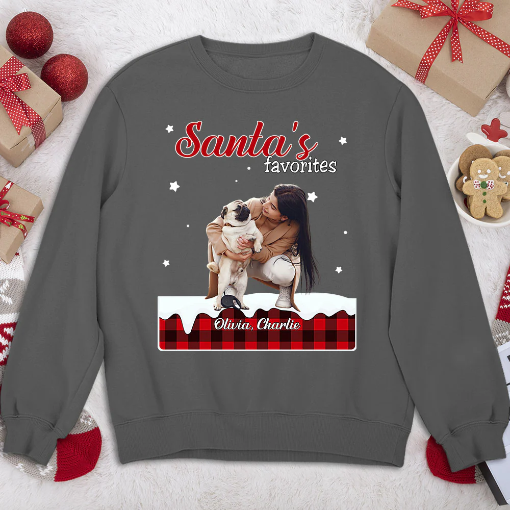 Santa Loves You So Do I Photo - Personalized Custom Sweatshirt - Image 3