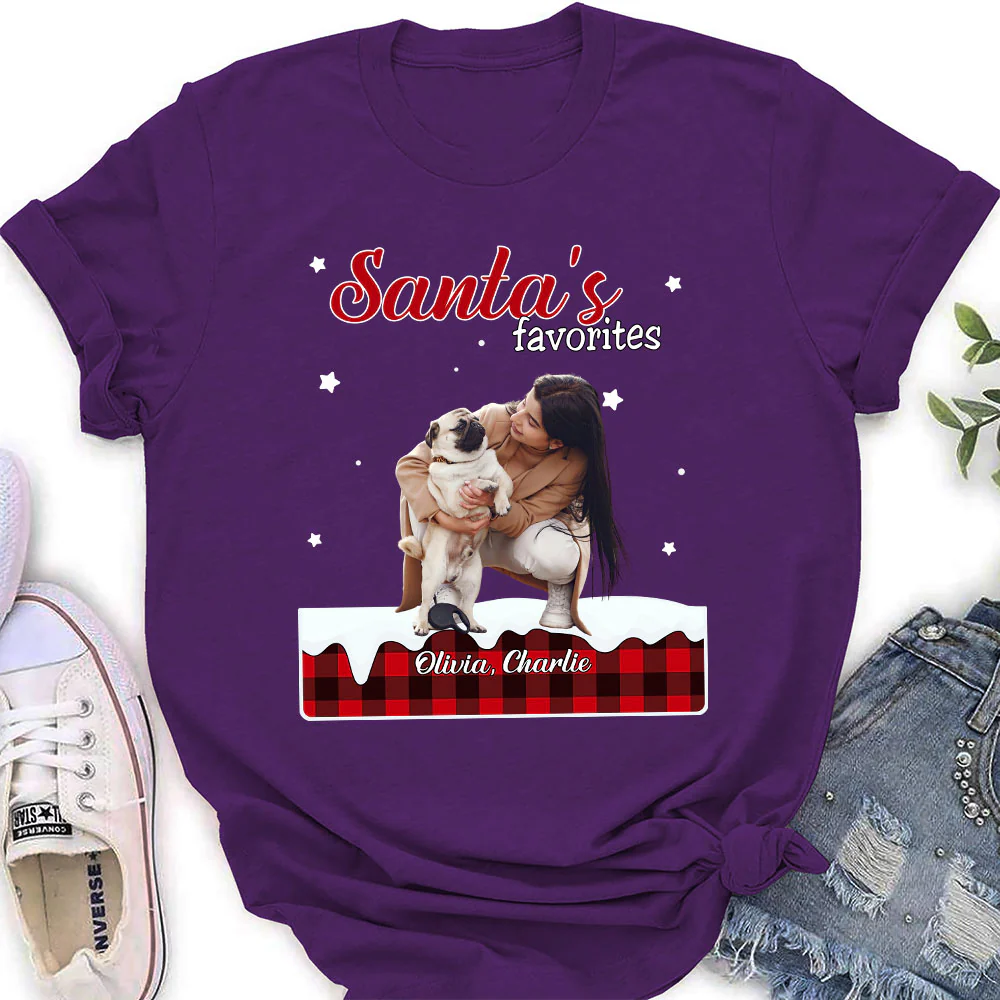 Santa Loves You So Do I Photo - Personalized Custom Women's T-shirt - Image 4