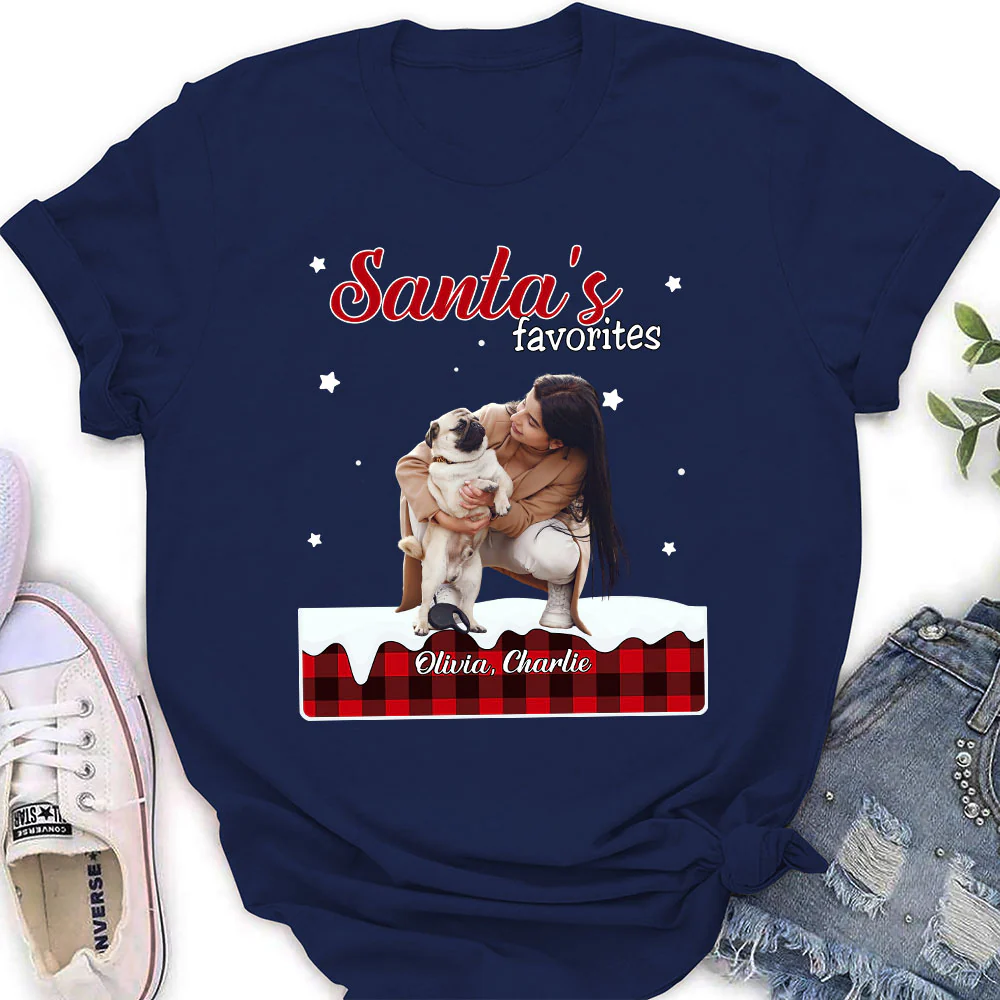Santa Loves You So Do I Photo - Personalized Custom Women's T-shirt - Image 5
