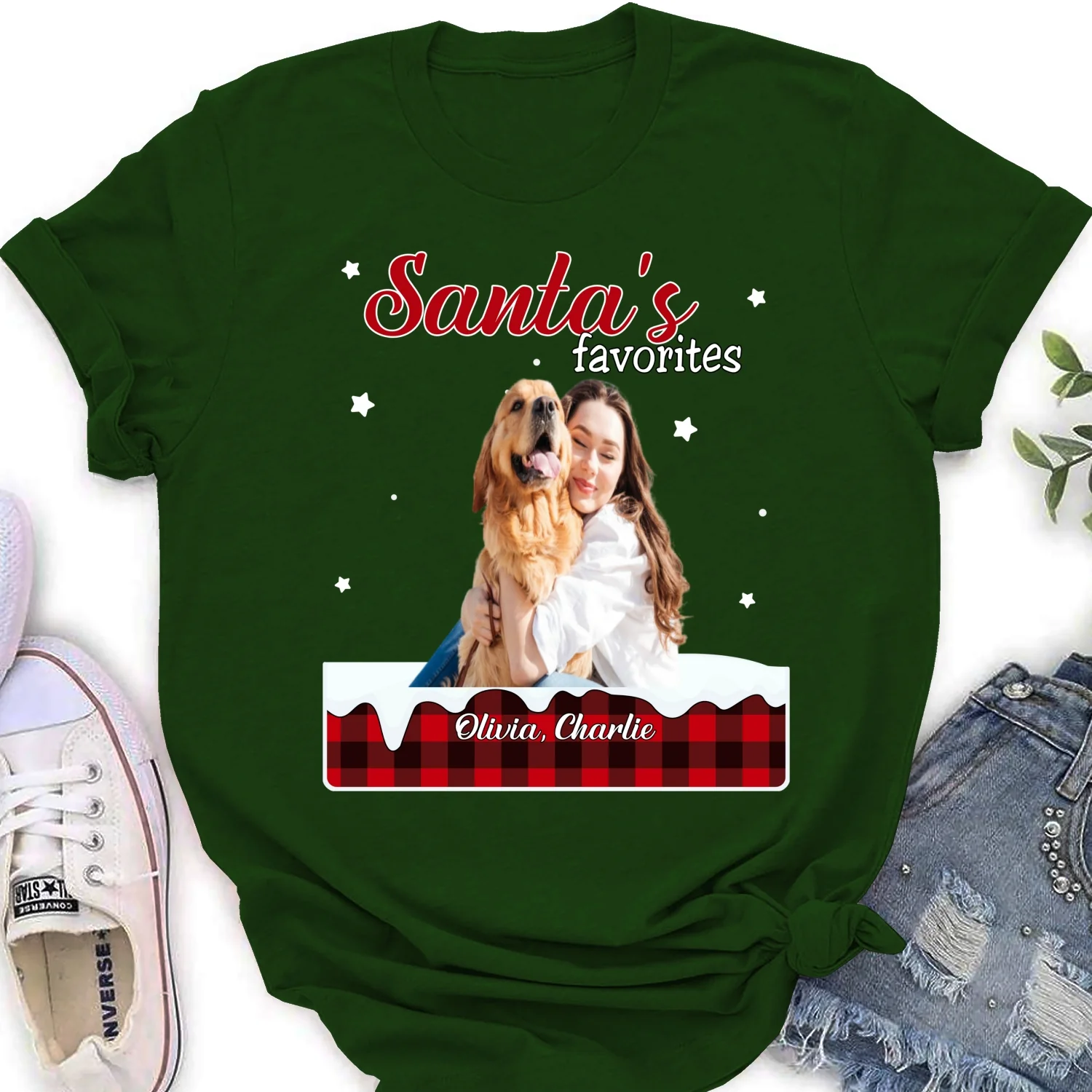 Santa Loves You So Do I Photo - Personalized Custom Women's T-shirt - Image 8