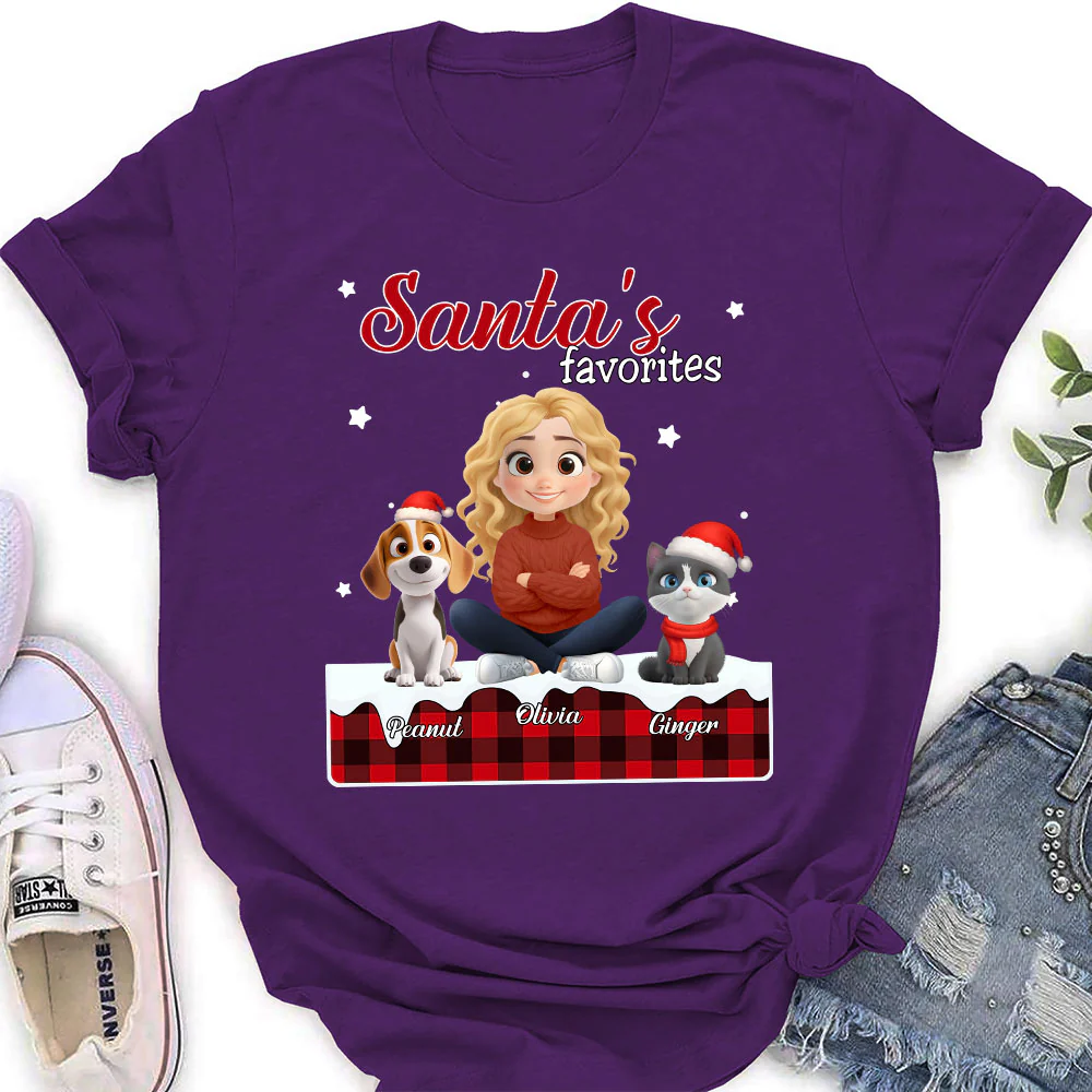 Santa Loves You So Do Them - Personalized Custom Women's T-shirt - Image 5