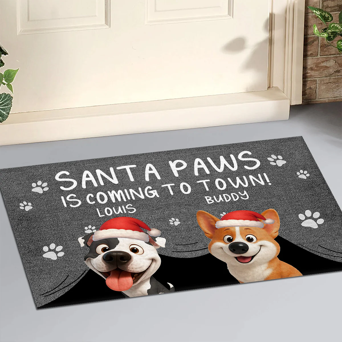 Santa Paws Come Here - Personalized Custom Doormat - Image 2