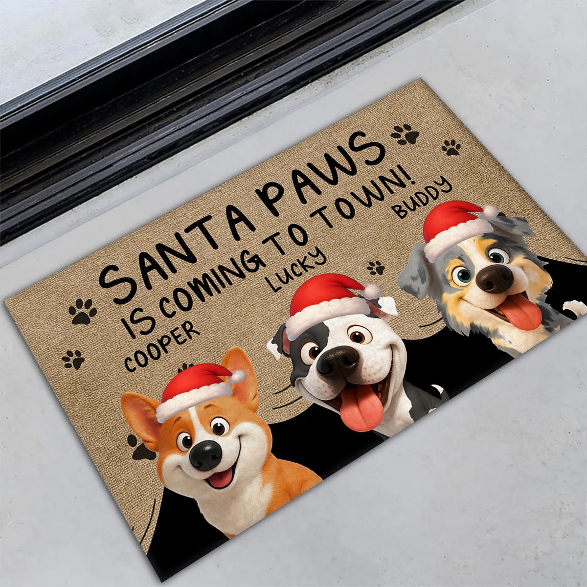 Santa Paws Come Here - Personalized Custom Doormat - Image 3