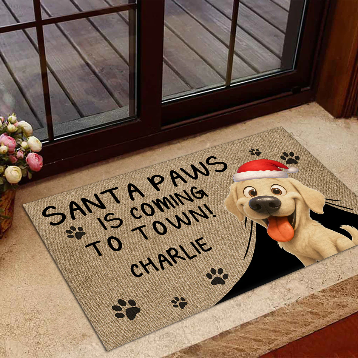 Santa Paws Come Here - Personalized Custom Doormat - Image 4