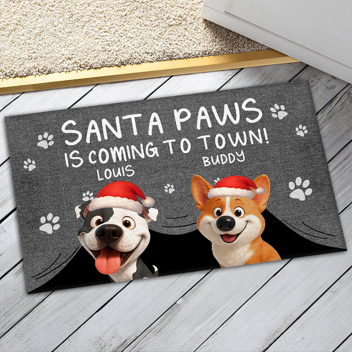 Santa Paws Come Here - Personalized Custom Doormat - Image 5