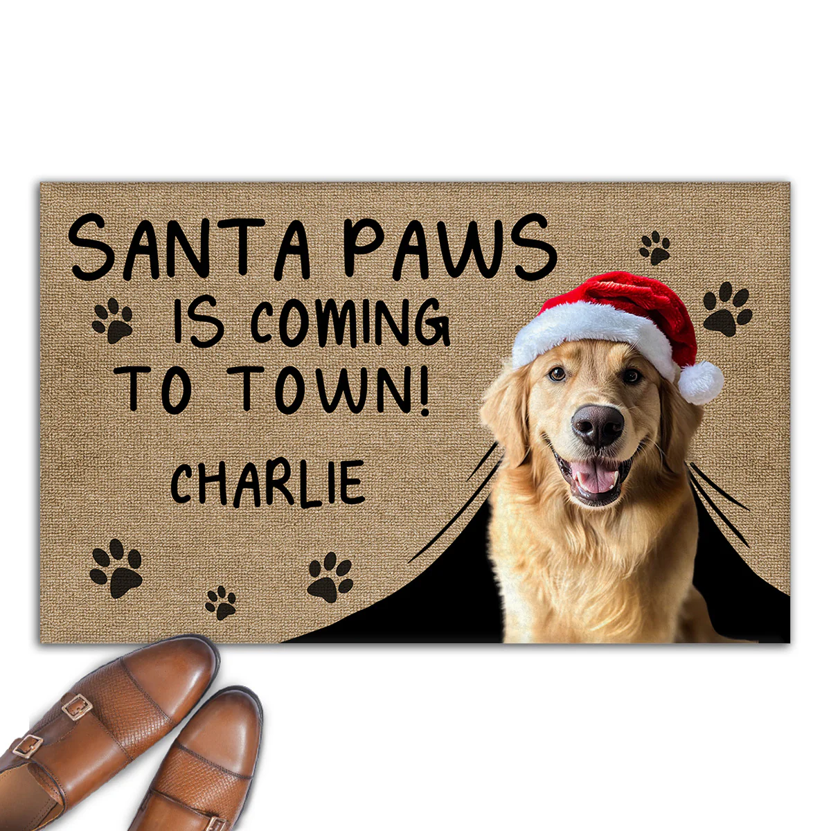 Santa Paws Come Here Photo - Personalized Custom Doormat