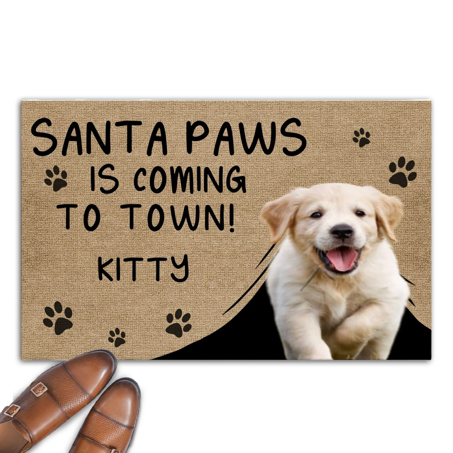 Santa Paws Come Here Photo - Personalized Custom Doormat - Image 2