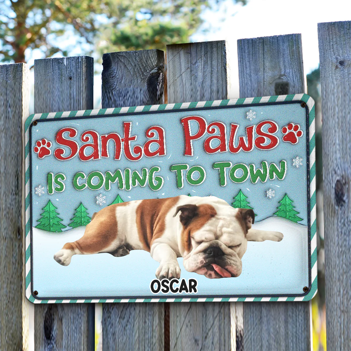 Santa Paws Coming To Town Photo - Personalized Custom 3D Inflated Effect Metal Sign - Image 2