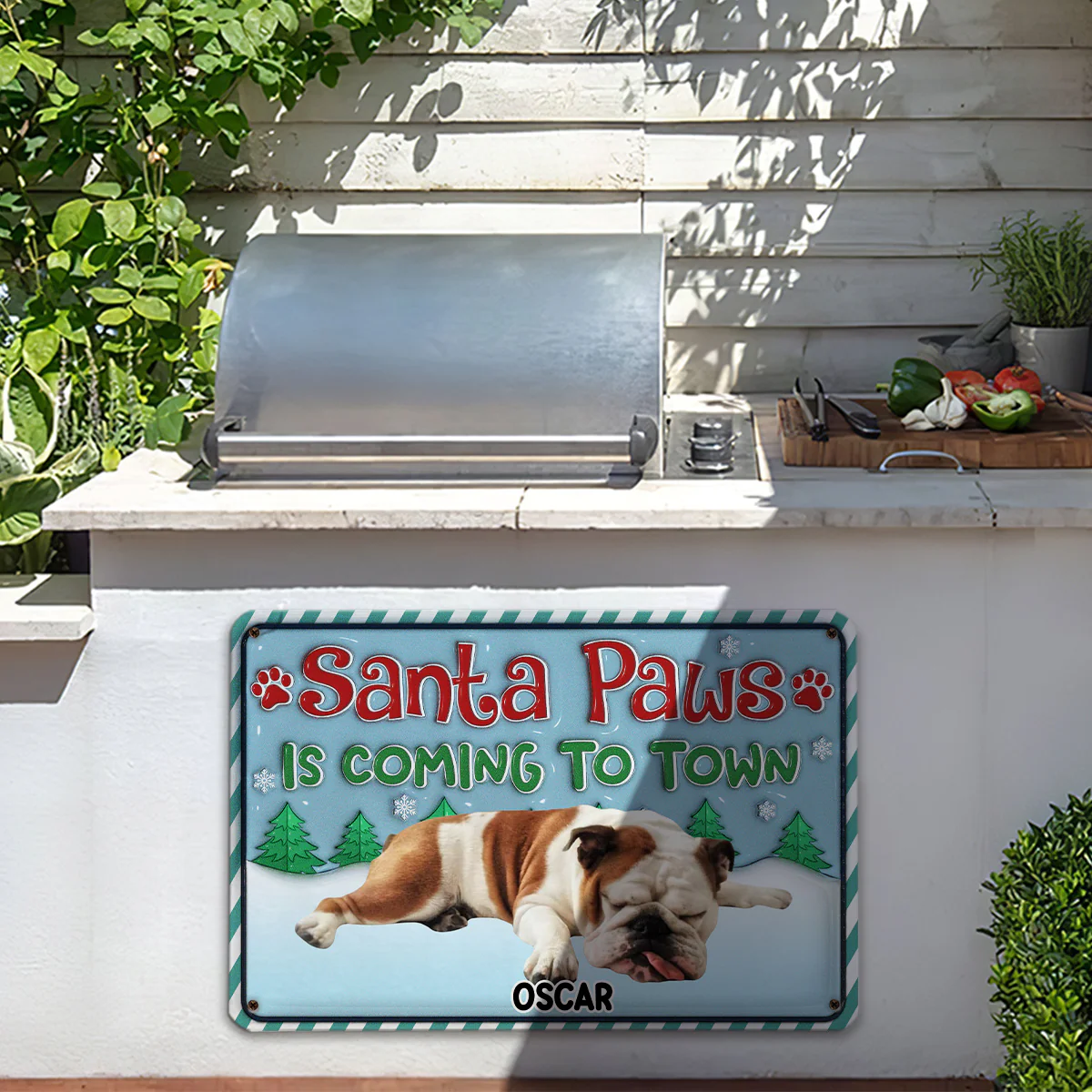 Santa Paws Coming To Town Photo - Personalized Custom 3D Inflated Effect Metal Sign - Image 3