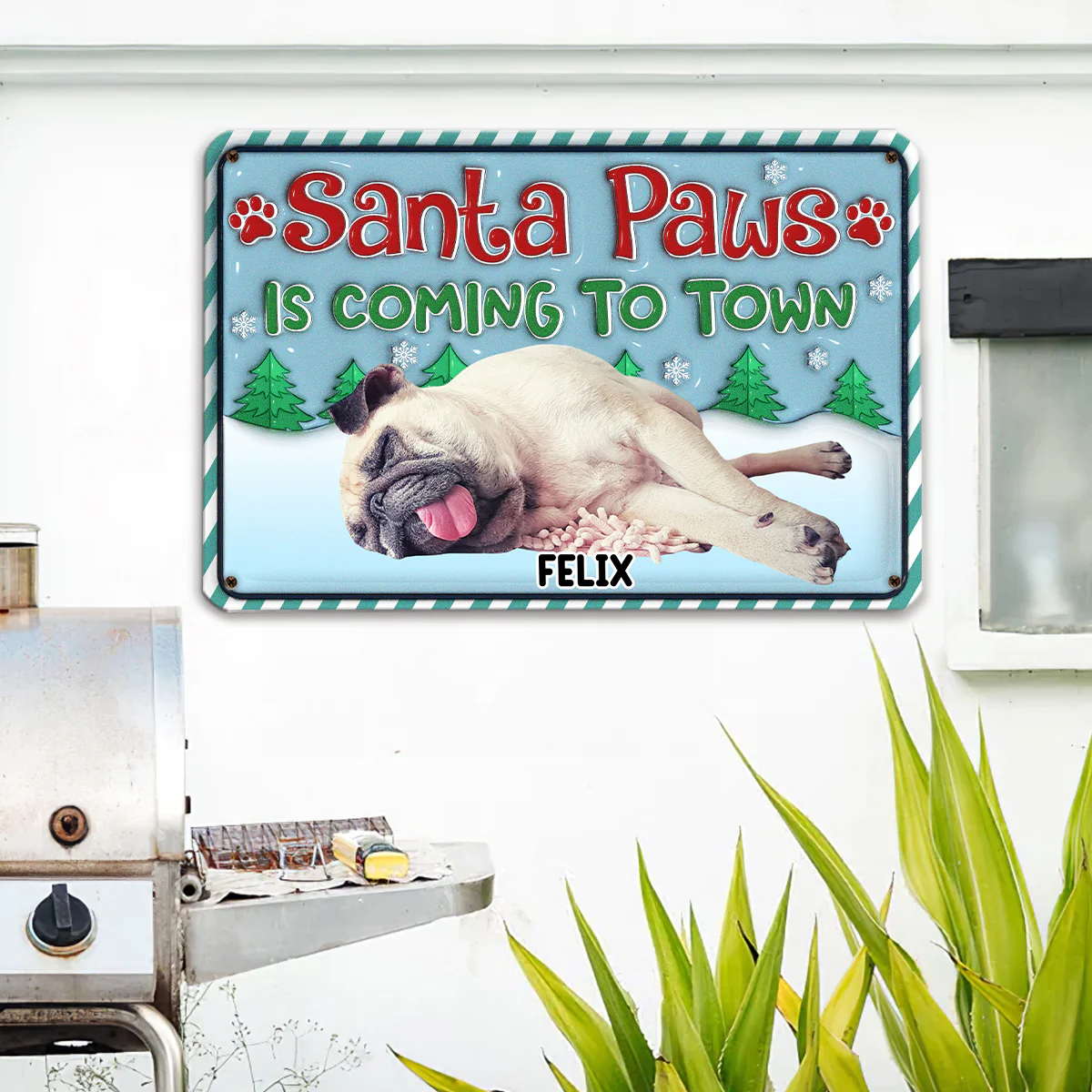 Santa Paws Coming To Town Photo - Personalized Custom 3D Inflated Effect Metal Sign - Image 4