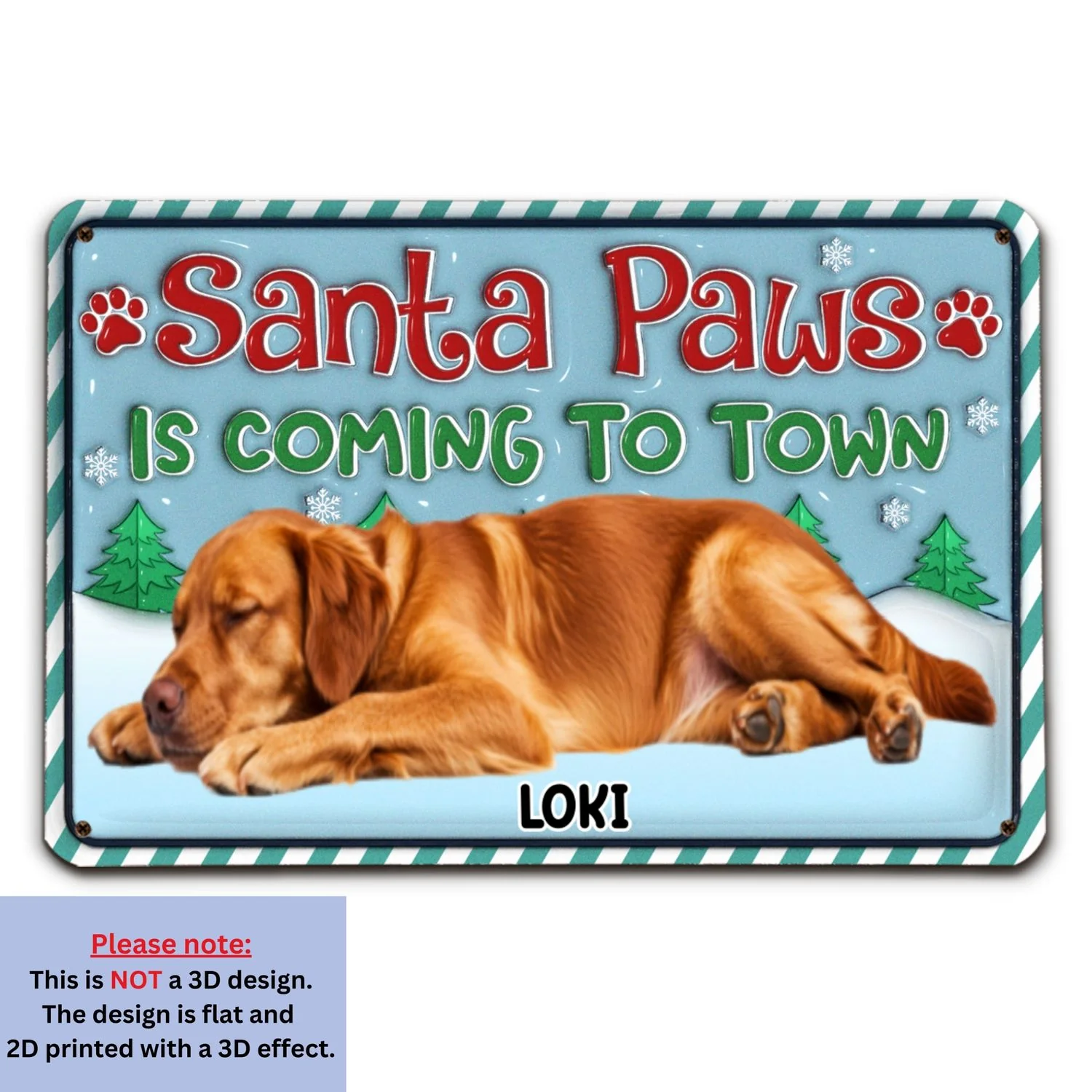 Santa Paws Coming To Town Photo - Personalized Custom 3D Inflated Effect Metal Sign - Image 5