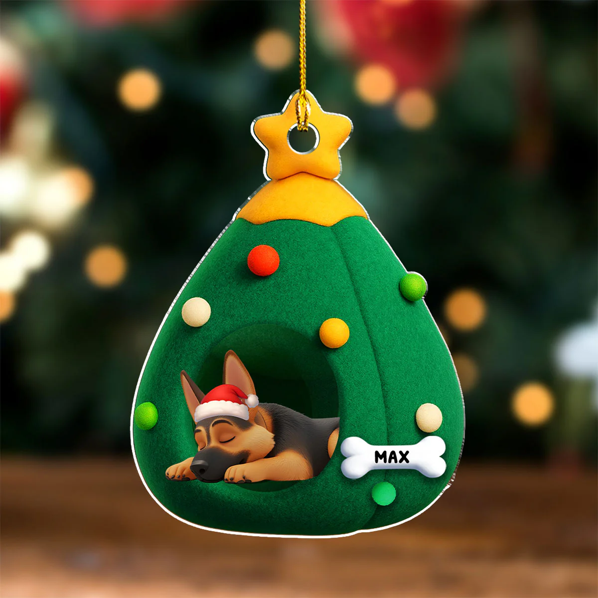 Santa Paws Cozy Tree - Personalized Custom Acrylic Ornament - Image 4