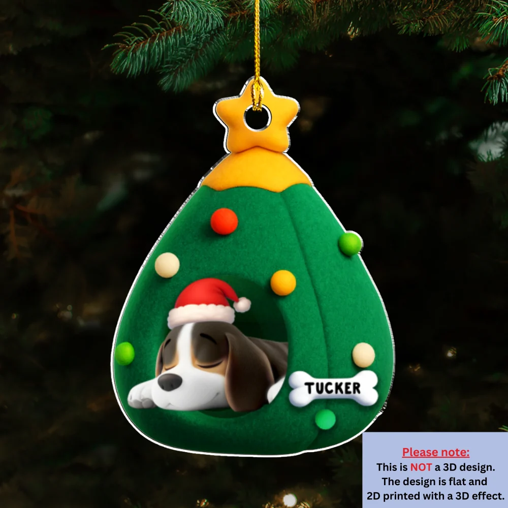 Santa Paws Cozy Tree - Personalized Custom Acrylic Ornament - Image 6