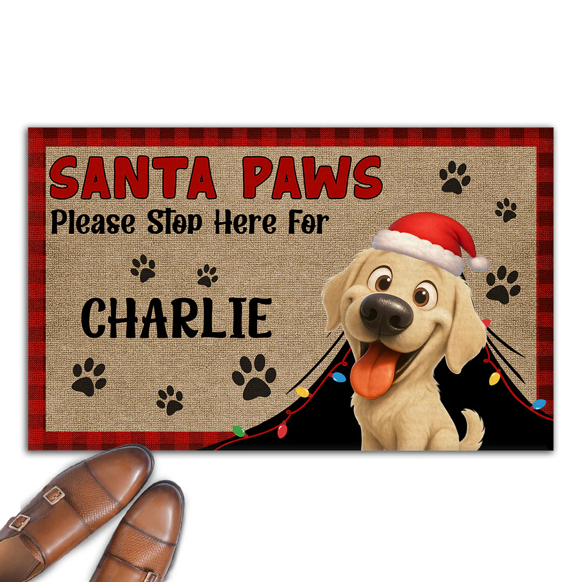 Santa Paws Stop Here - Personalized Custom Doormat
