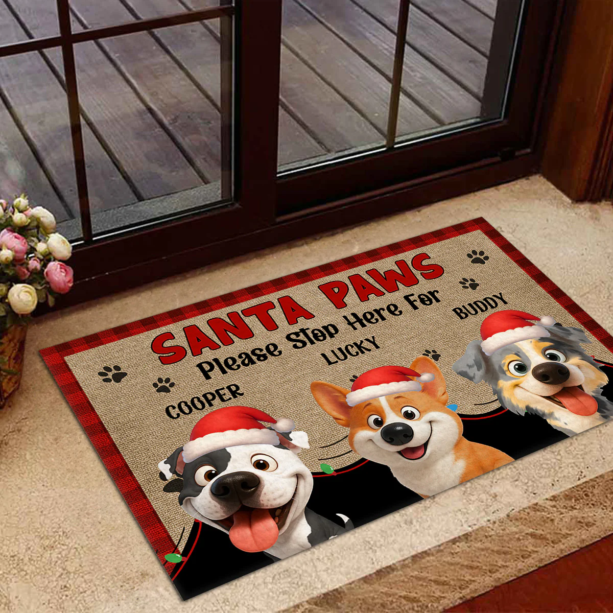 Santa Paws Stop Here - Personalized Custom Doormat - Image 4