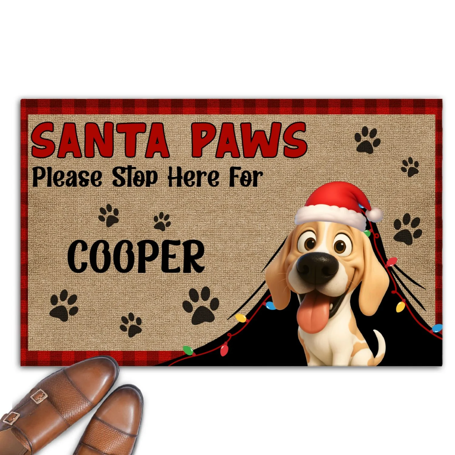 Santa Paws Stop Here - Personalized Custom Doormat - Image 7