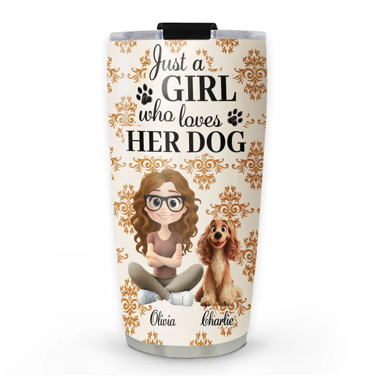 Season Dog And Girl - Personalized Custom Tumbler