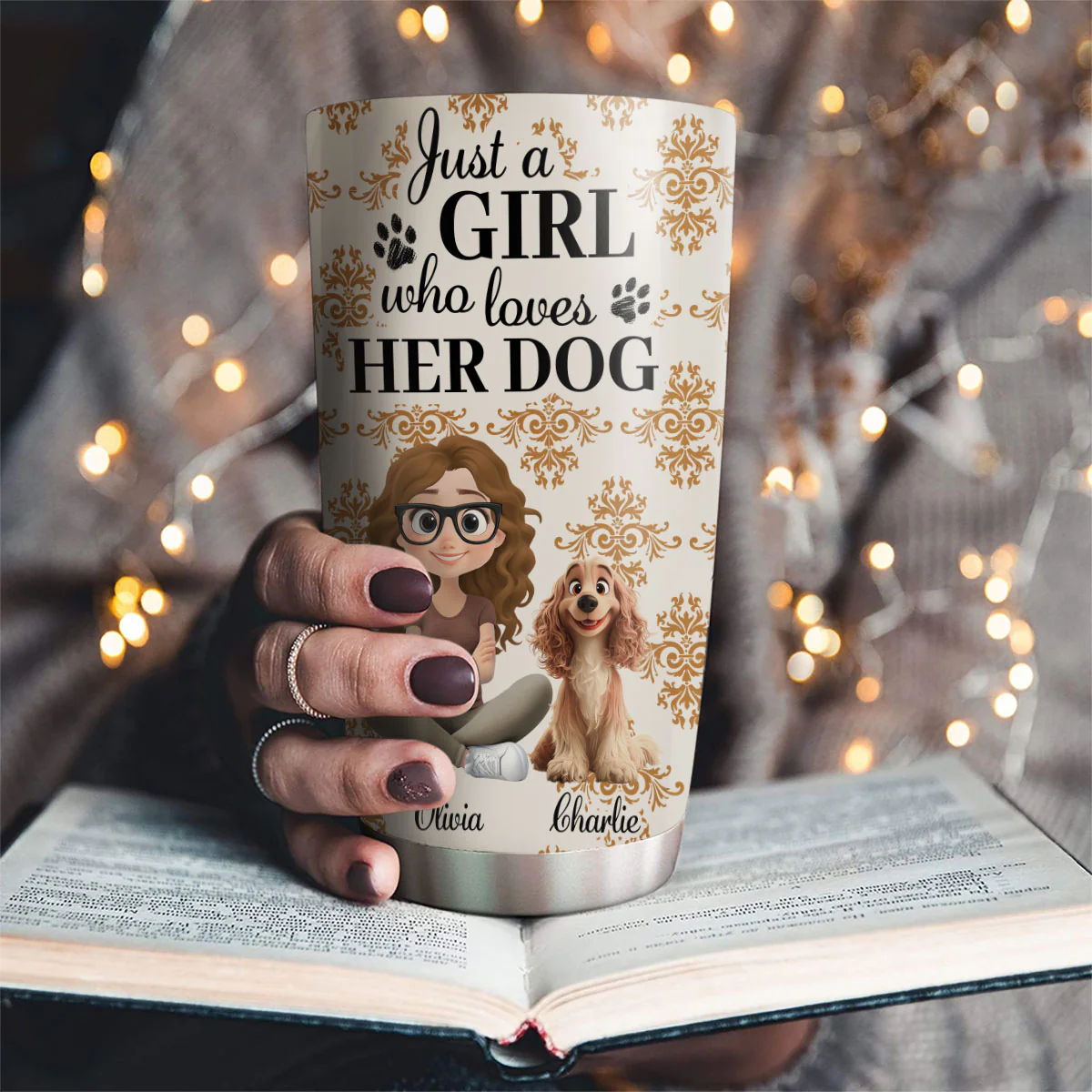 Season Dog And Girl - Personalized Custom Tumbler - Image 3