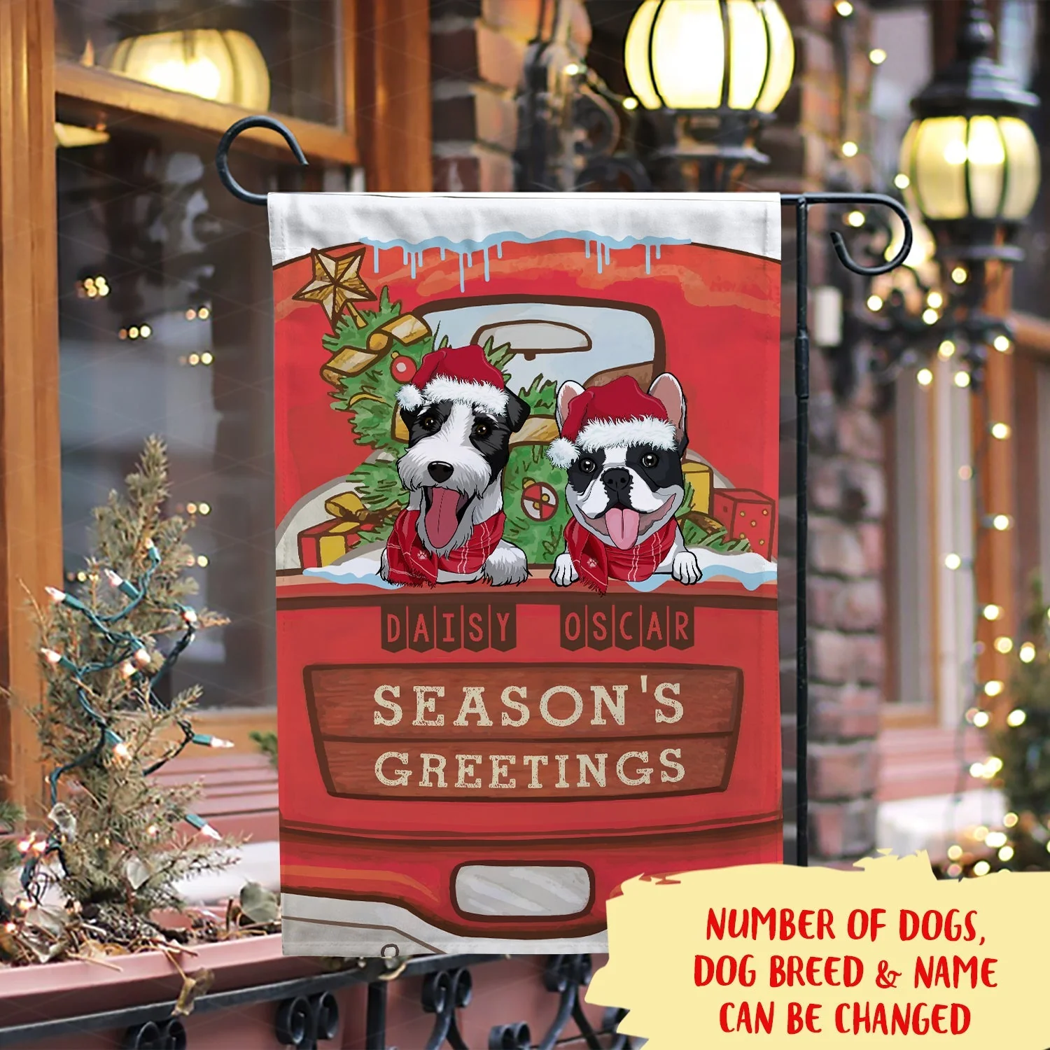 Season’s Greetings – Personalized Custom Garden Flag - Christmas Lawn Decorations