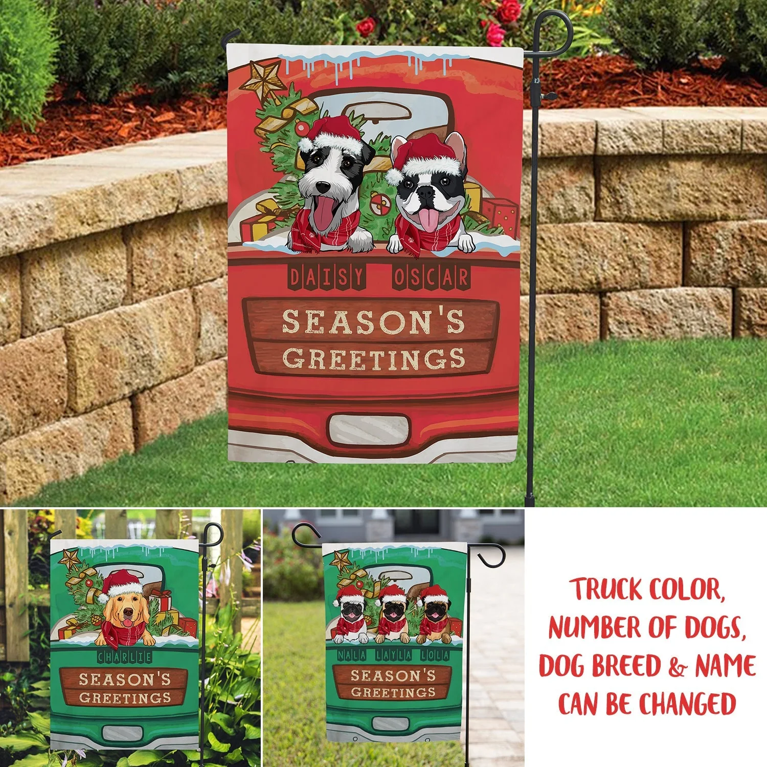 Season’s Greetings – Personalized Custom Garden Flag - Christmas Lawn Decorations - Image 3