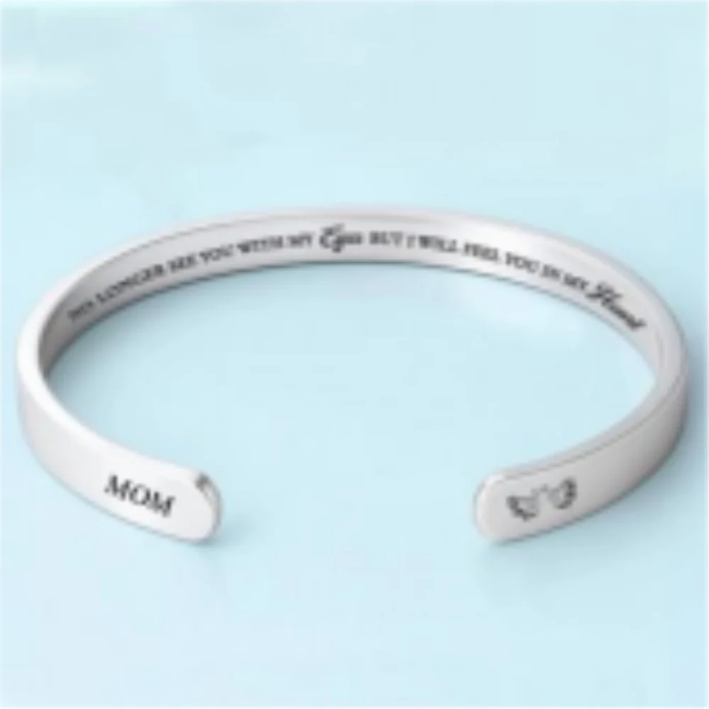 See You In My Heart - Personalized Custom Bracelet Cuff - Image 6