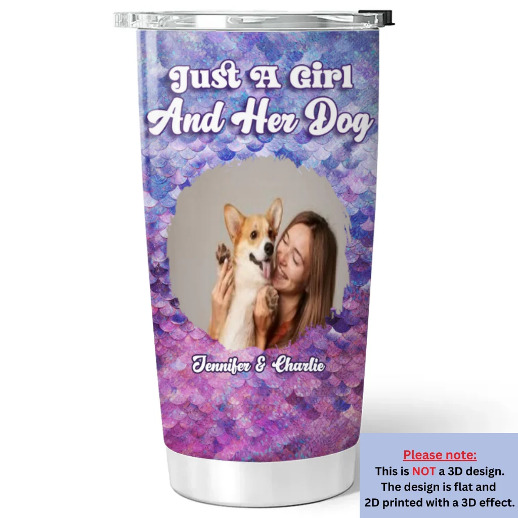Sequin Effect Dog Mom Photo - Personalized Custom 3D Effect Tumbler - Image 4