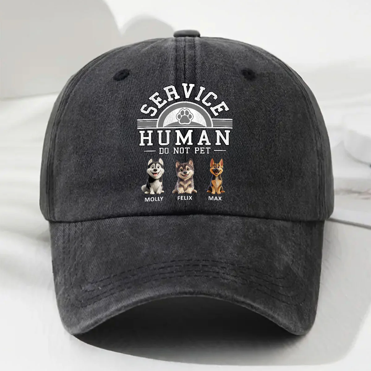 Service Human Cartoon - Personalized Custom Vintage Washed Denim Cap