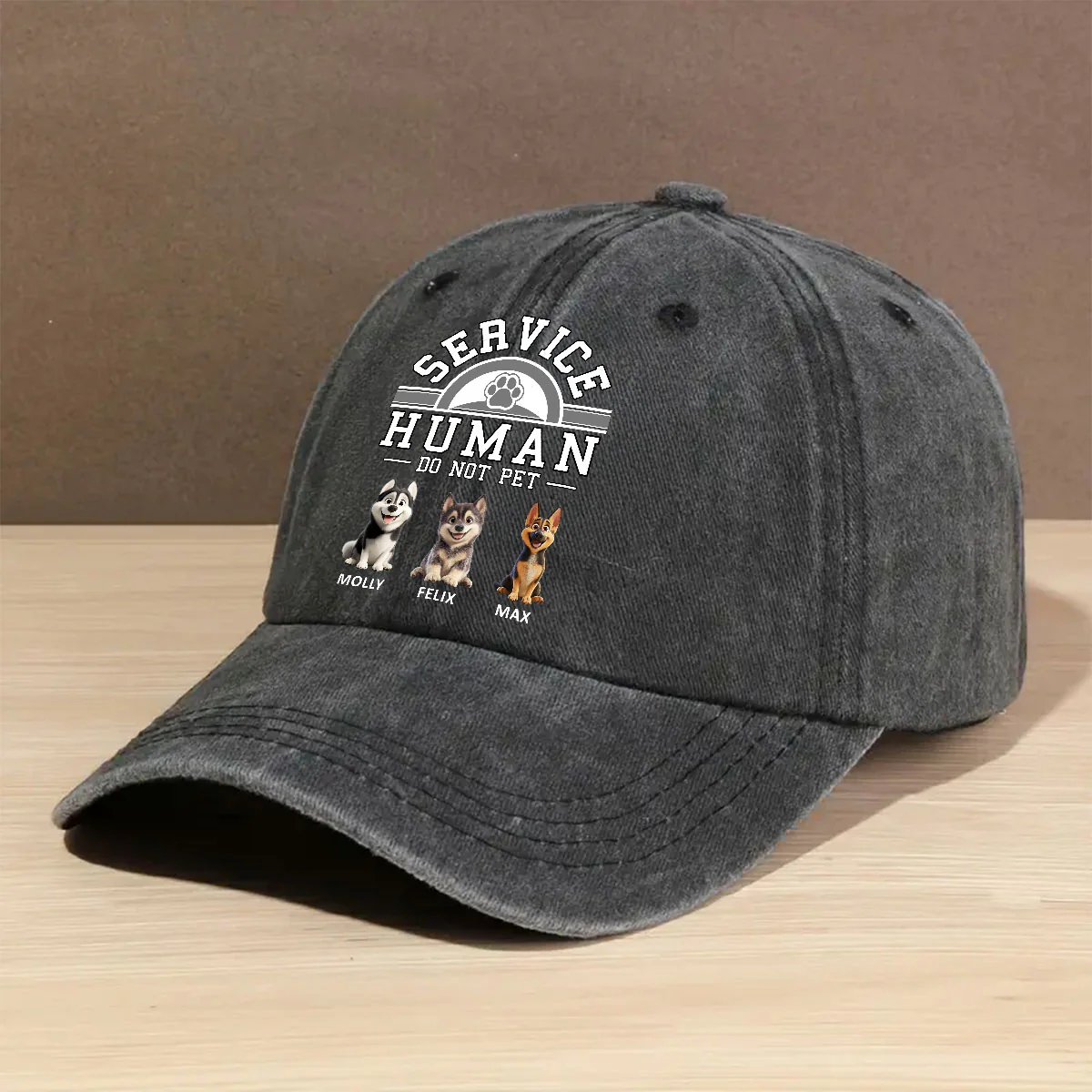 Service Human Cartoon - Personalized Custom Vintage Washed Denim Cap - Image 2