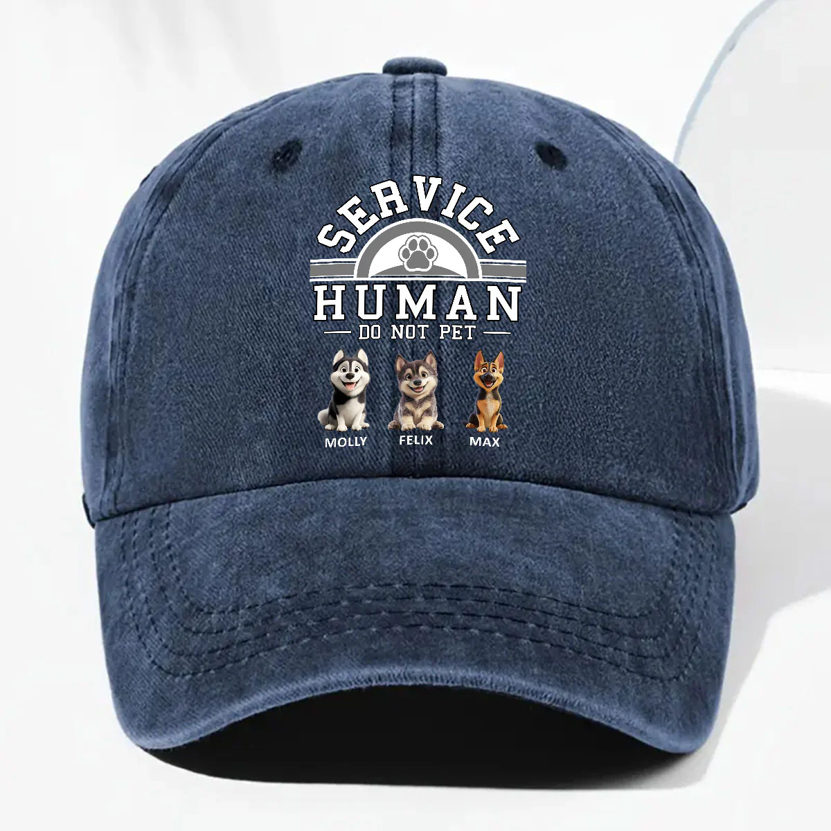 Service Human Cartoon - Personalized Custom Vintage Washed Denim Cap - Image 5