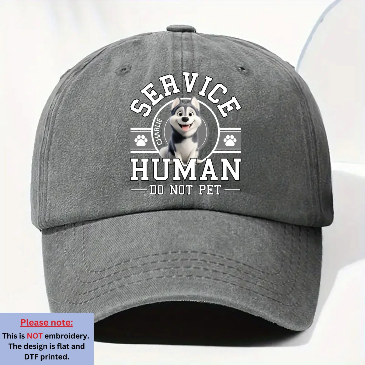 Service Human Cartoon - Personalized Custom Vintage Washed Denim Cap - Image 8