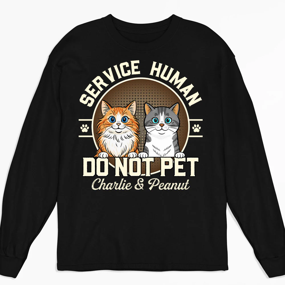 Service Human Logo Cat Version - Personalized Custom Long Sleeve T-Shirt