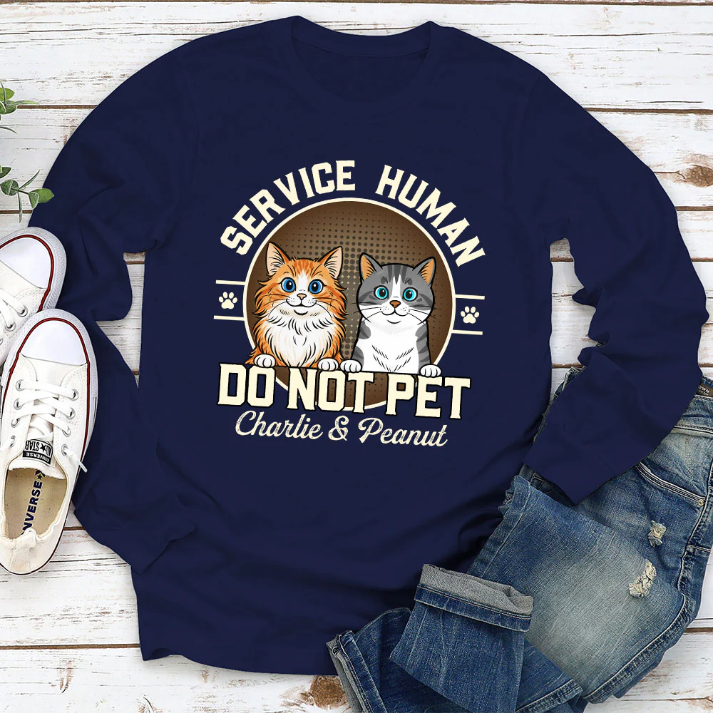 Service Human Logo Cat Version - Personalized Custom Long Sleeve T-Shirt - Image 3