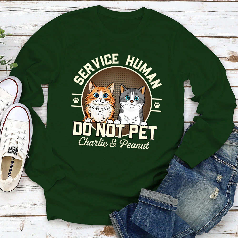 Service Human Logo Cat Version - Personalized Custom Long Sleeve T-Shirt - Image 4