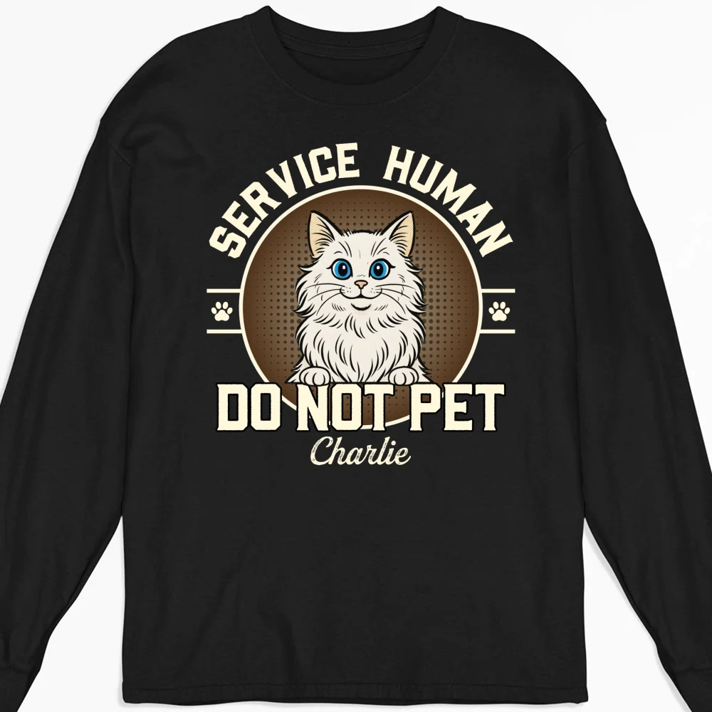 Service Human Logo Cat Version - Personalized Custom Long Sleeve T-Shirt - Image 5