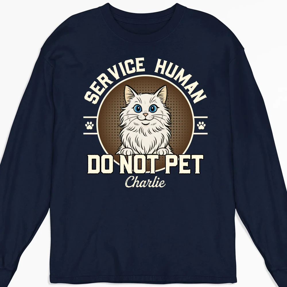 Service Human Logo Cat Version - Personalized Custom Long Sleeve T-Shirt - Image 6