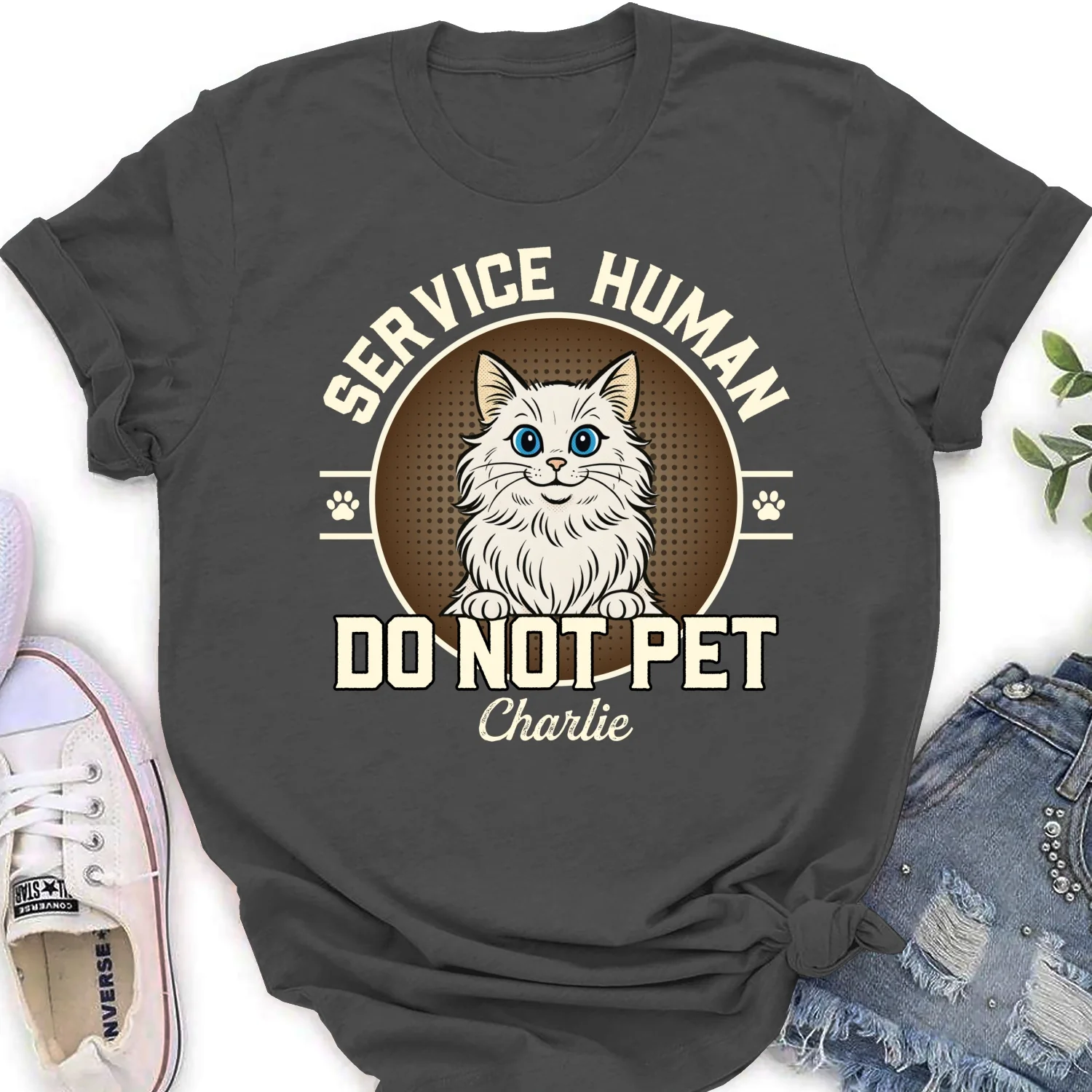 Service Human Logo Cat Version - Personalized Custom Women's T-Shirt - Image 10