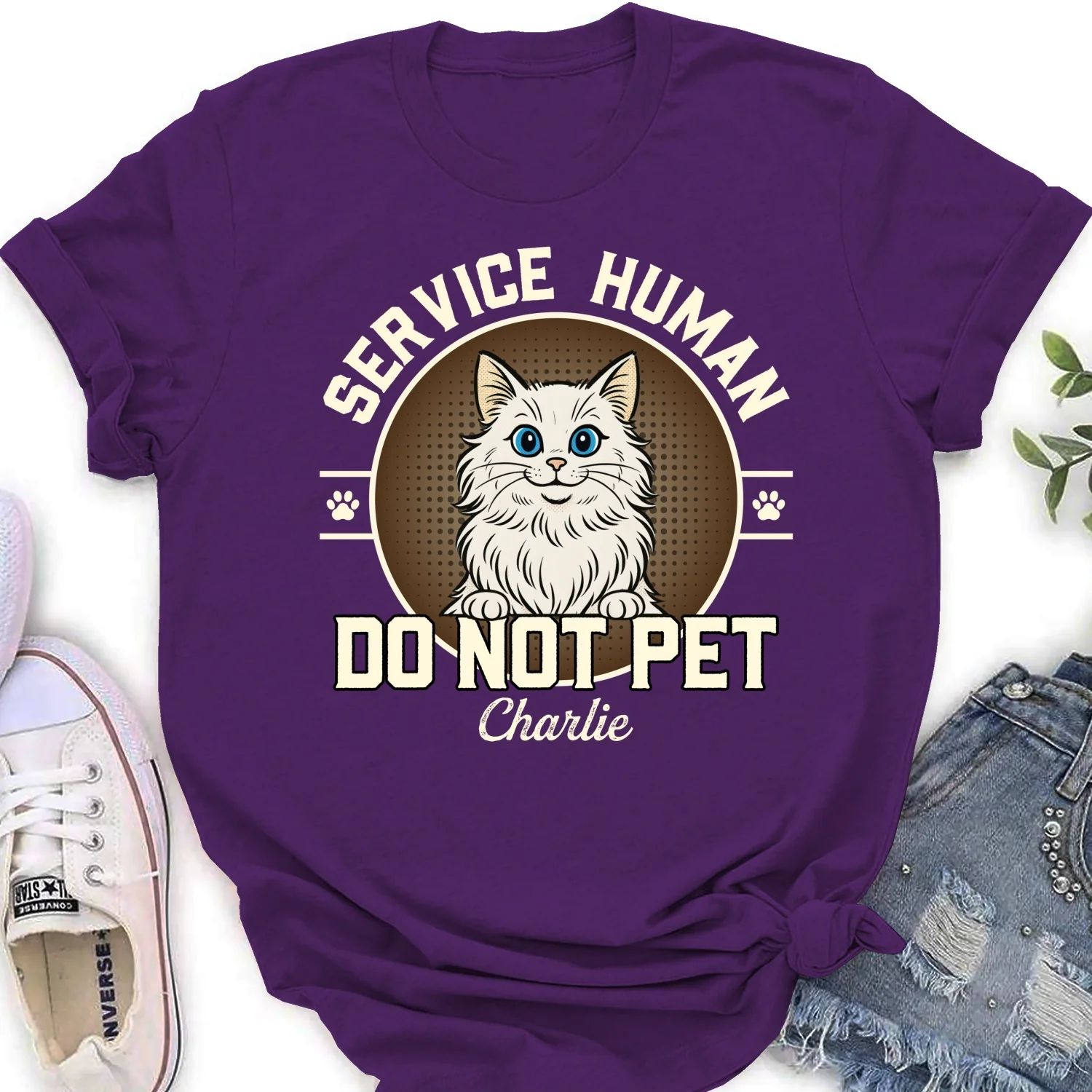 Service Human Logo Cat Version - Personalized Custom Women's T-Shirt - Image 11