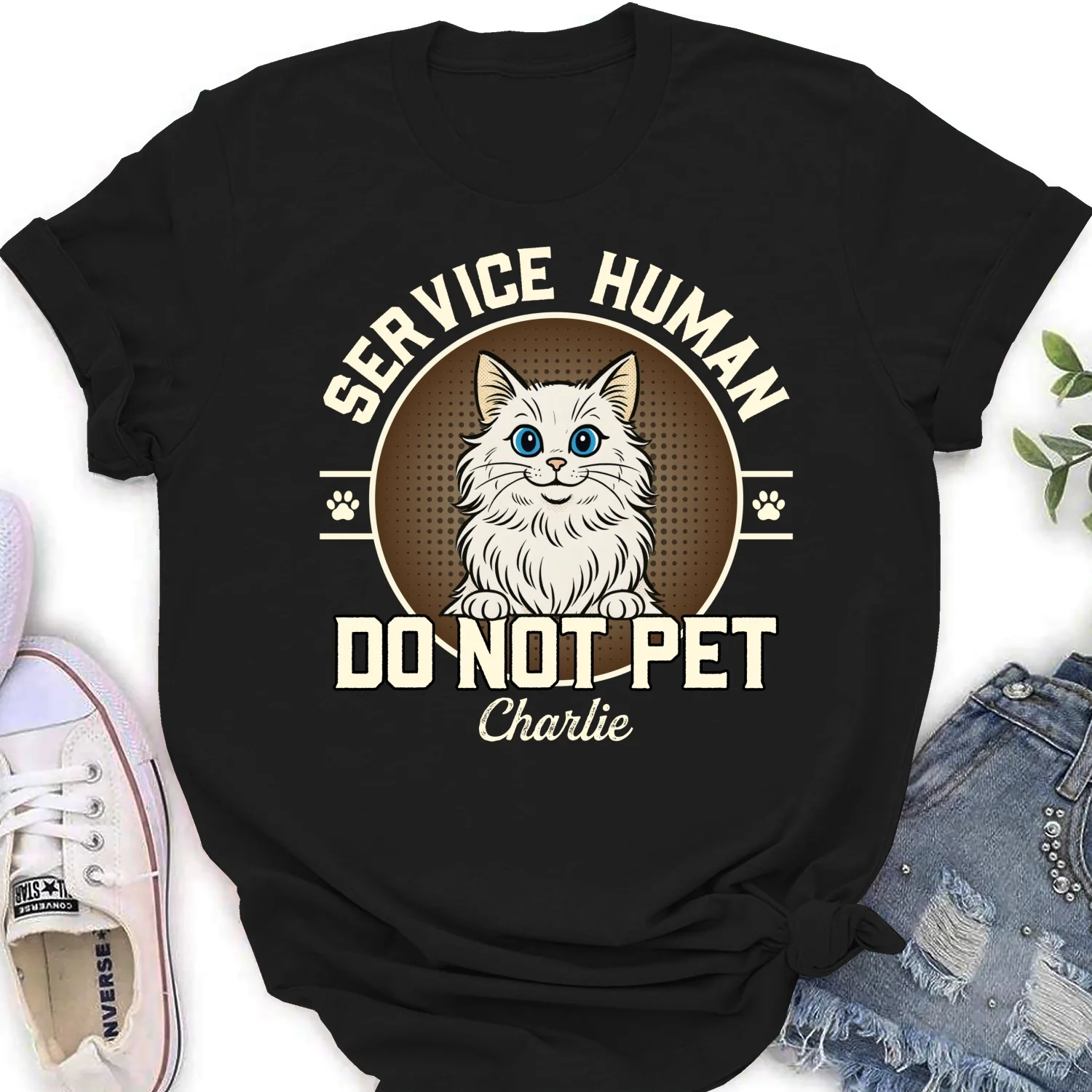 Service Human Logo Cat Version - Personalized Custom Women's T-Shirt - Image 7