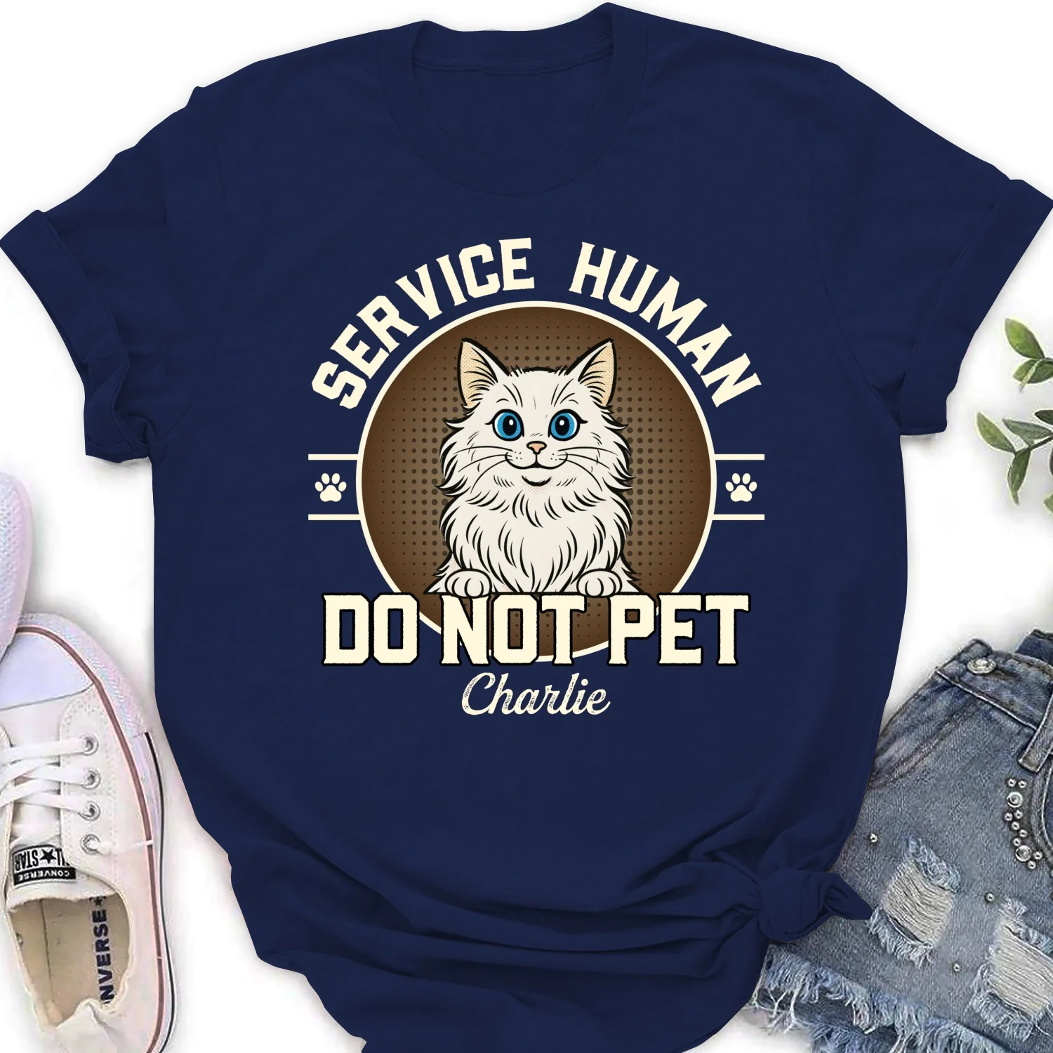 Service Human Logo Cat Version - Personalized Custom Women's T-Shirt - Image 8