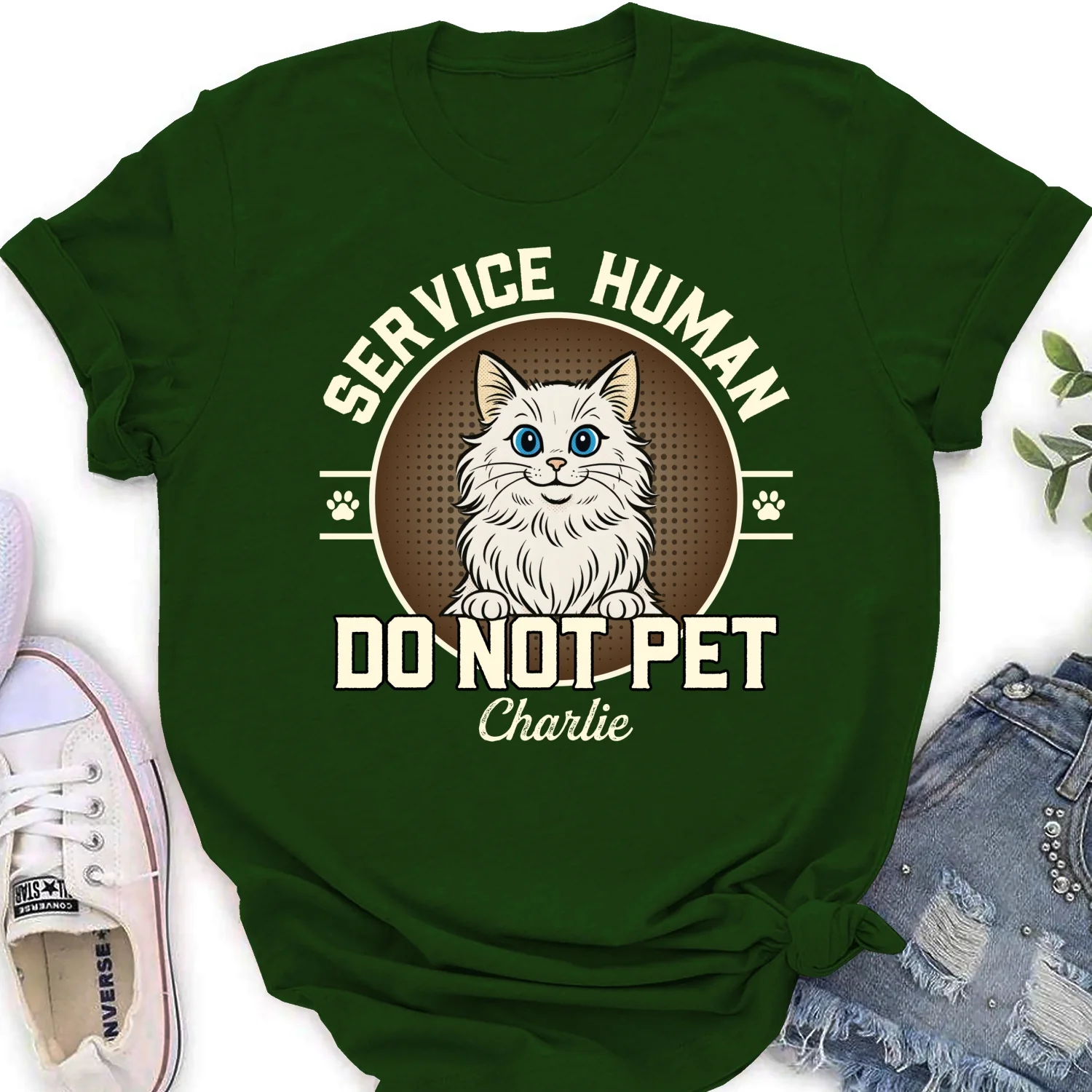 Service Human Logo Cat Version - Personalized Custom Women's T-Shirt - Image 9