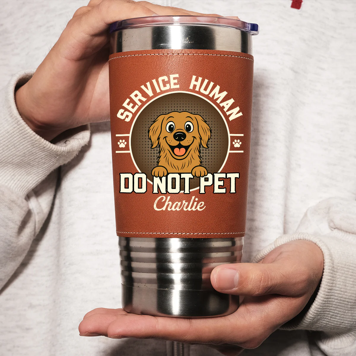 Service Human Logo - Personalized Custom Leather Tumbler - Image 4