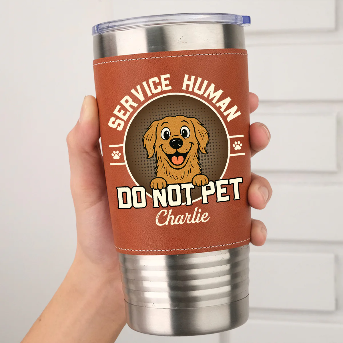 Service Human Logo - Personalized Custom Leather Tumbler - Image 5