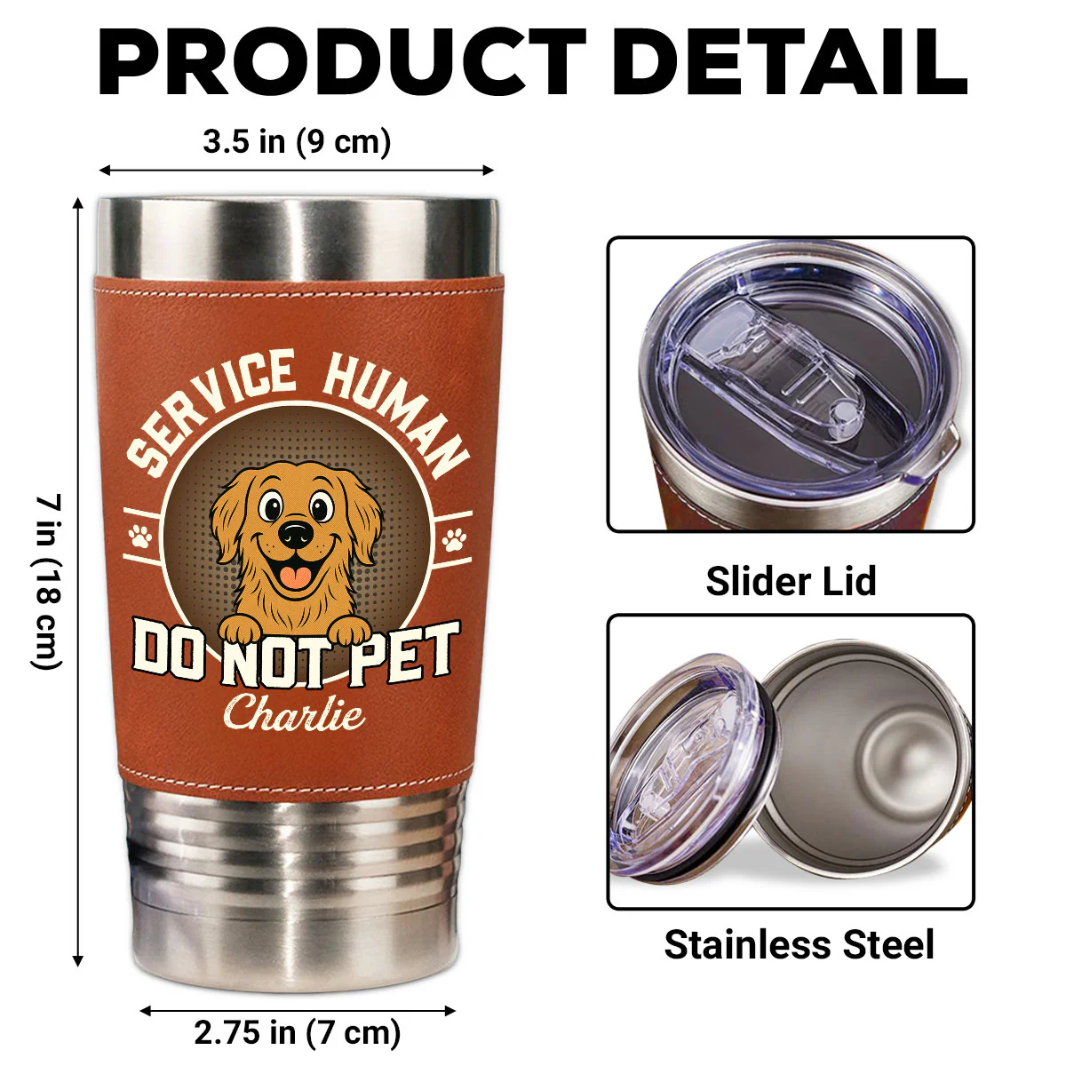 Service Human Logo - Personalized Custom Leather Tumbler - Image 6